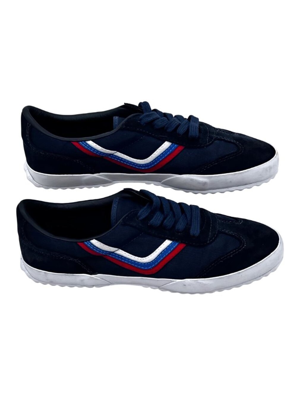Tory Sport Navy Suede & Fabric Red White Blue Chevron Sneakers Shoes Womens 7 - Picture 9 of 12
